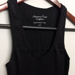 American Eagle Black Sparkle Boyfriend Tank